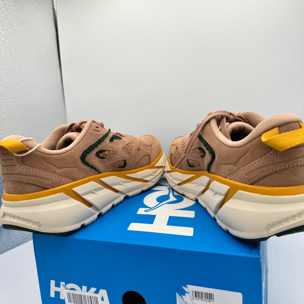 NWT Hoka Clifton L Embroidery UNISEX Shoes Leather Brown Sirrocco Mountain View - Picture 14 of 16